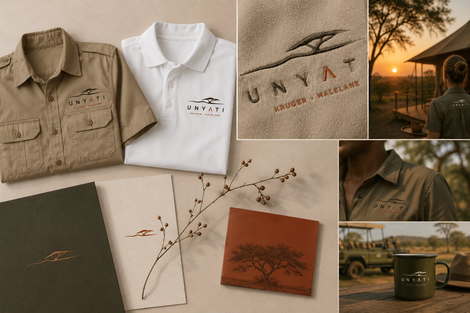 Unyati uniforms, embroidery and practical hospitality brand applications.
